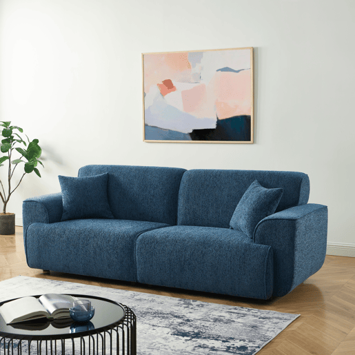 Sofá 3 lugares fixo FANY cor azul