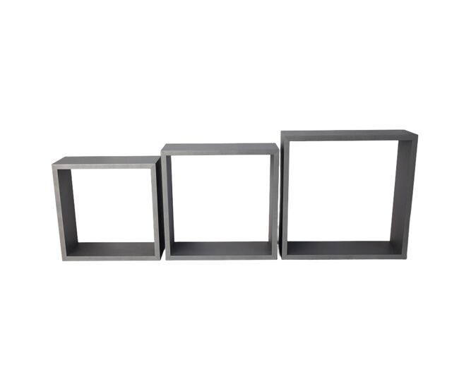 Set 3 estantes cuadrados nexo color gris