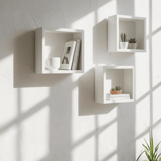 Conjunto de 3 prateleiras quadradas NEXO cor branco Conjunto de 3 prateleiras quadradas NEXO cor branco