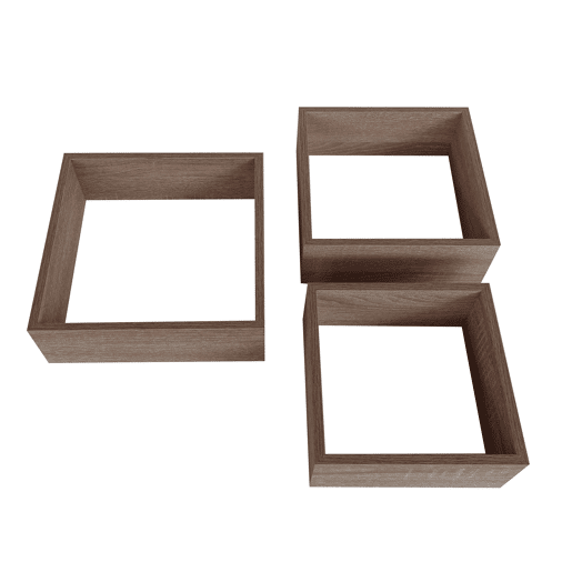 Conjunto de 3 prateleiras quadradas NEXO cor carvalho