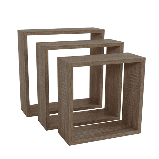 Conjunto de 3 prateleiras quadradas NEXO cor carvalho