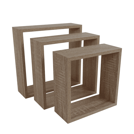 Conjunto de 3 prateleiras quadradas NEXO cor carvalho