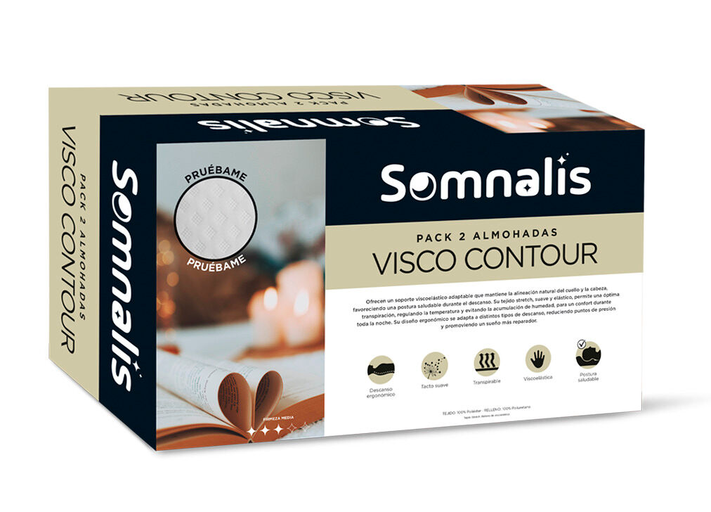 Pack 2 almohadas viscoelásticas VISCOCONTOUR 70cm SOMNALIS