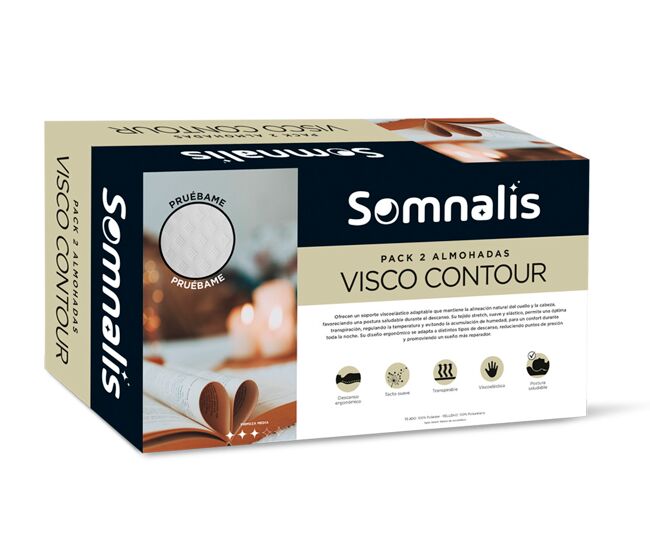 Pack 2 almohadas viscoelásticas viscocontour 70cm somnalis