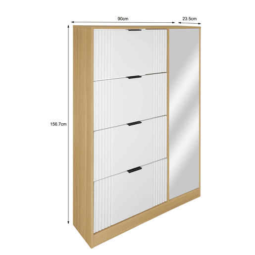 Sapateira BONE 4 compartimentos e 1 porta com espelho 90x156,7x23,5cm