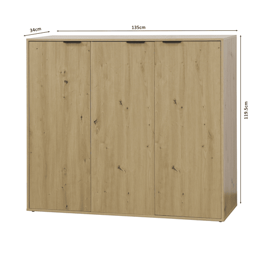 Sapateira MAX 3 portas 135x120x34cm carvalho