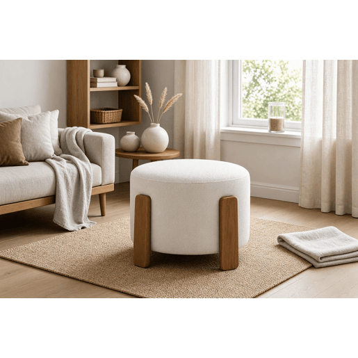 Puff redondo FALCO 50x36cm cor branco Puff redondo FALCO 50x36cm cor branco