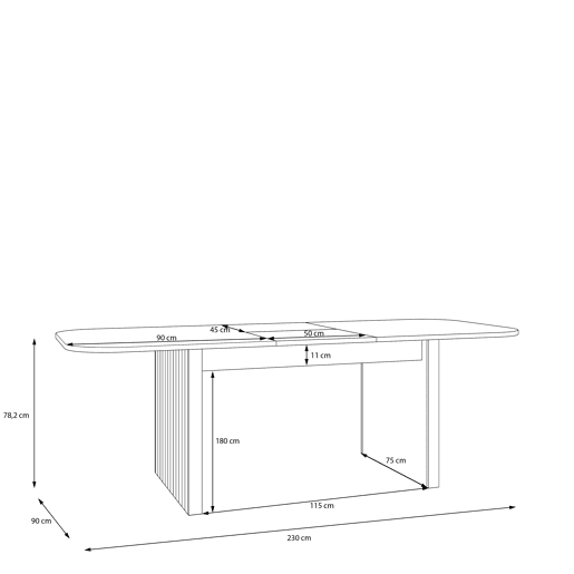 Mesa de jantar extensÃvel 180cm HARMONIA Mesa de jantar extensÃvel 180cm HARMONIA