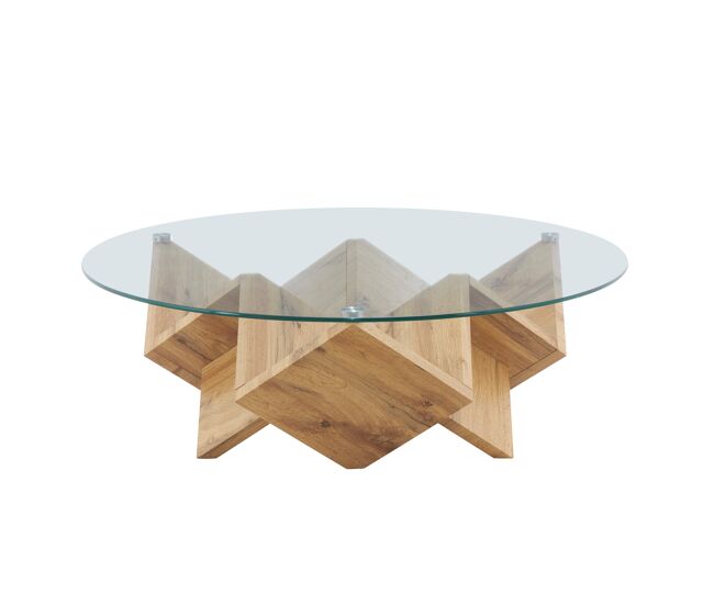 Mesa de centro CIRKO con tapa de cristal
