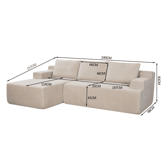 Chaise longue esquerda COMPRESS cor bege