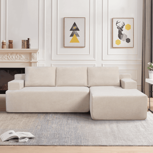 Chaise longue direita COMPRESS cor bege