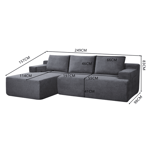 Chaise longue esquerda COMPRESS cor cinza Chaise longue esquerda COMPRESS cor cinza