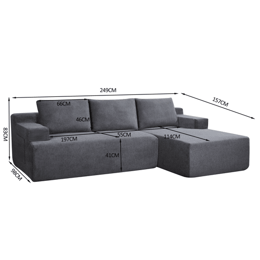 Chaise longue direita COMPRESS cor cinza Chaise longue direita COMPRESS cor cinza