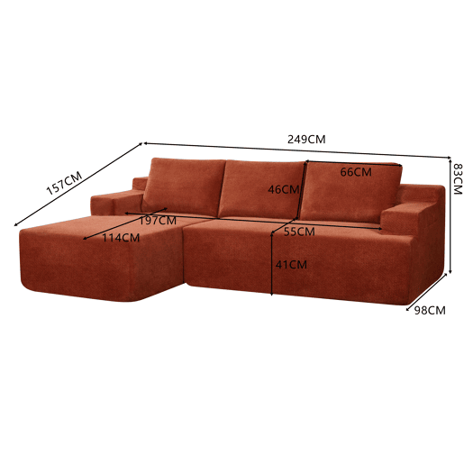 Chaise longue esquerda COMPRESS cor terracota