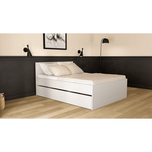 Cama BETA 140x190cm com 3 gavetas branco Cama BETA 140x190cm com 3 gavetas branco