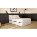 Cama BETA 140x190cm, mesita, 2 cajones y cama 90x190cm Cama BETA 140x190cm, mesita, 2 cajones y cama 90x190cm Blanco