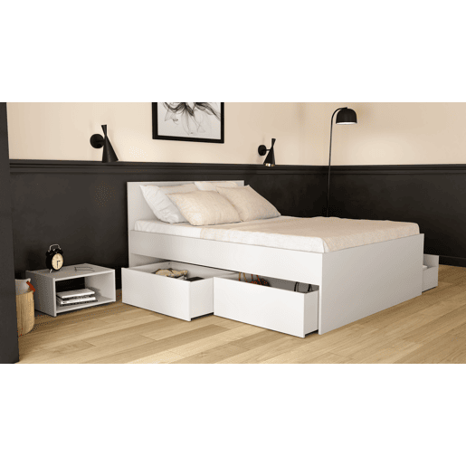 Cama BETA 140x190cm com 3 gavetas branco Cama BETA 140x190cm com 3 gavetas branco