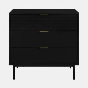 Cómoda KORO com 3 gavetas cor preto