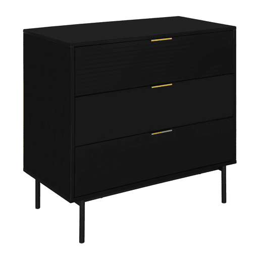 Cómoda KORO com 3 gavetas cor preto