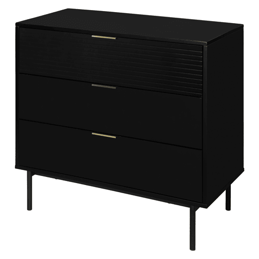 Cómoda KORO com 3 gavetas cor preto