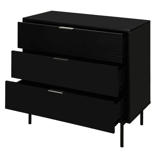 Cómoda KORO com 3 gavetas cor preto