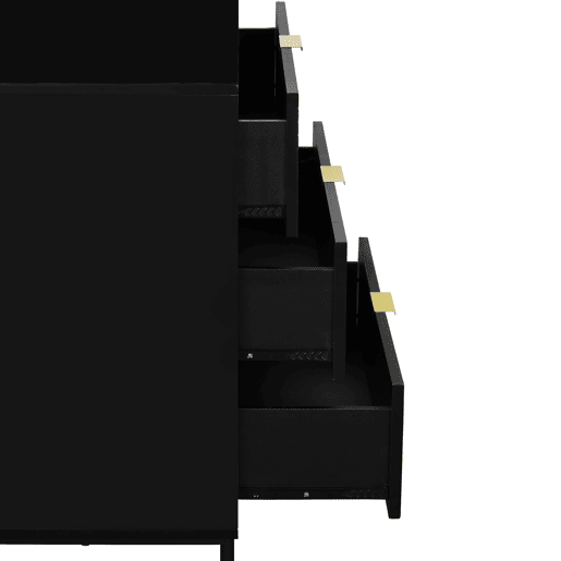Cómoda KORO com 3 gavetas cor preto