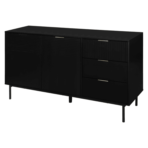 Aparador KORO com 3 gavetas e 2 portas cor preto Aparador KORO com 3 gavetas e 2 portas cor preto