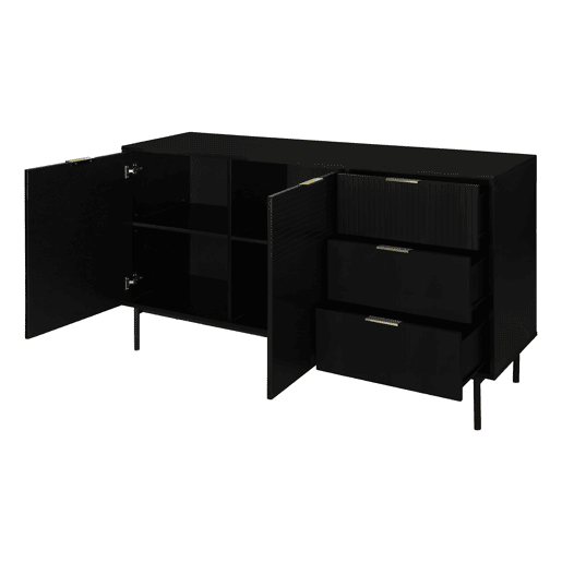 Aparador KORO com 3 gavetas e 2 portas cor preto Aparador KORO com 3 gavetas e 2 portas cor preto