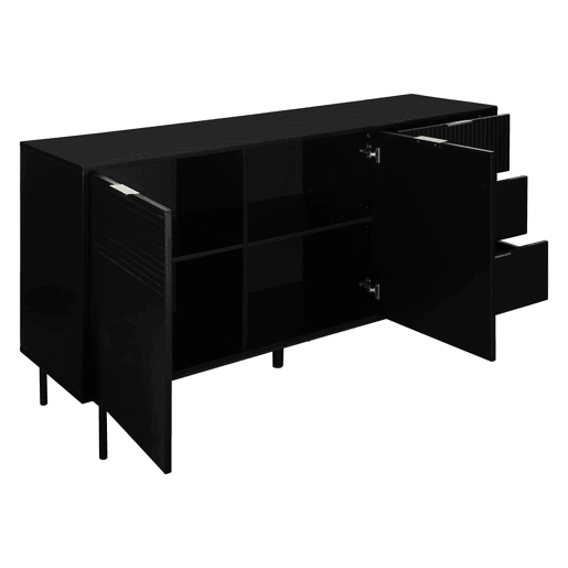 Aparador KORO com 3 gavetas e 2 portas cor preto Aparador KORO com 3 gavetas e 2 portas cor preto
