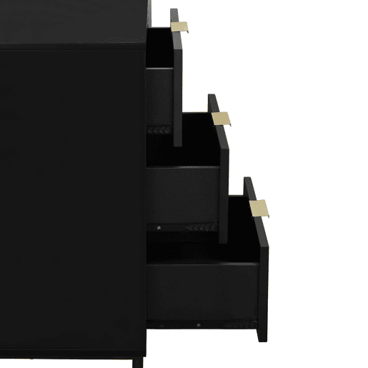 Aparador KORO com 3 gavetas e 2 portas cor preto Aparador KORO com 3 gavetas e 2 portas cor preto