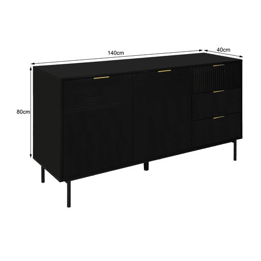 Aparador KORO com 3 gavetas e 2 portas cor preto Aparador KORO com 3 gavetas e 2 portas cor preto