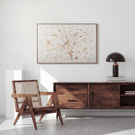 Pintura original emoldurada GOLDEN PETALS 60x90cm