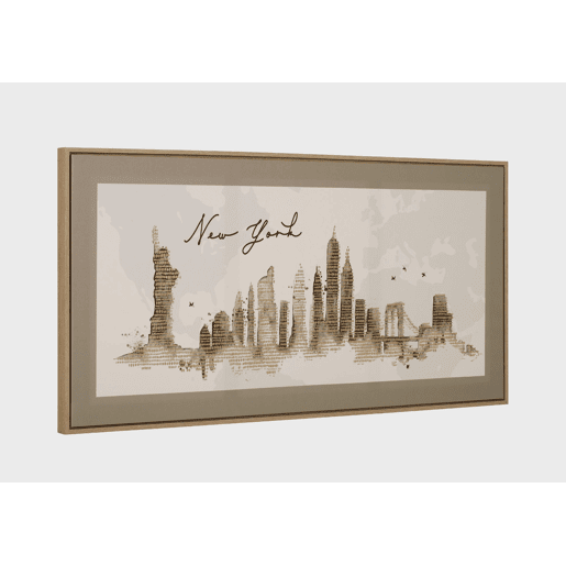 Pintura original emoldurada NEW YORK GOLDEN DOTS 60x120cm