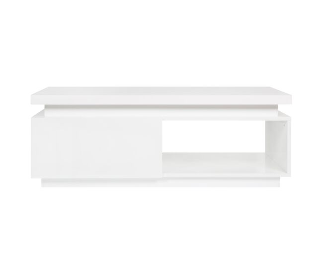 Mesa de centro LUMORA blanco alto brillo y luz led integrada