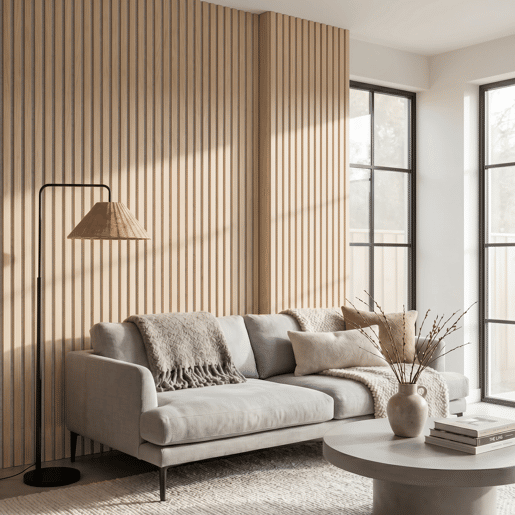 Set de 2 painéis acústicos NORDIC 60,5x240cm areia e madeira Set de 2 painéis acústicos NORDIC 60,5x240cm areia e madeira