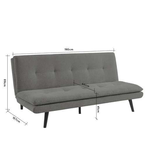 Sofá cama 3 lugares BIBU cor cinza escuro