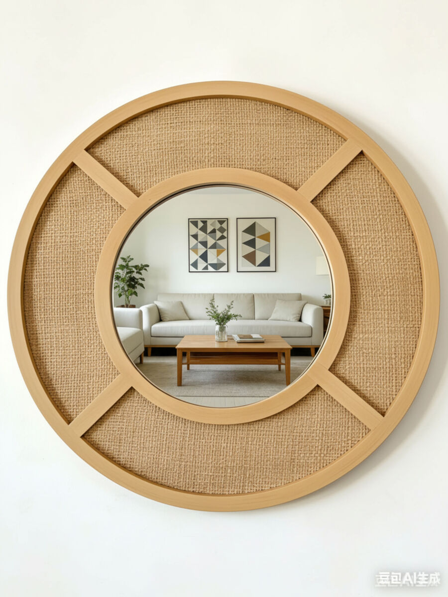 Espejo de pared hudson diámetro 50cm madera