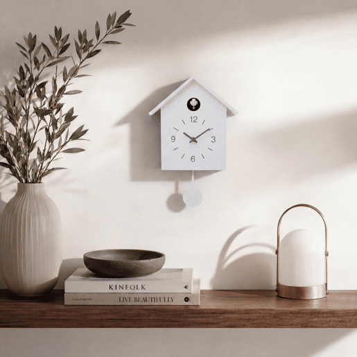 Relógio de parede CUCUT BESIEN com pêndulo 27x28,5x7,5cm branco