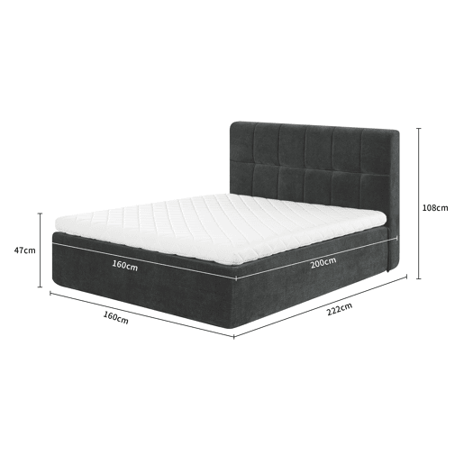 Cama completa enrolado 160x200cm ALL IN ONE cinza