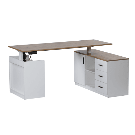 Secretária TANAMAZE 160x74x110cm branco e carvalho
