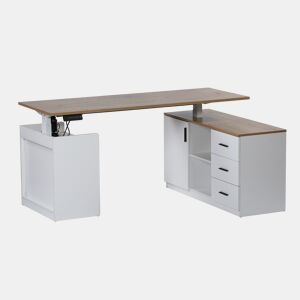 Secretária TANAMAZE 160x74x110cm branco e carvalho