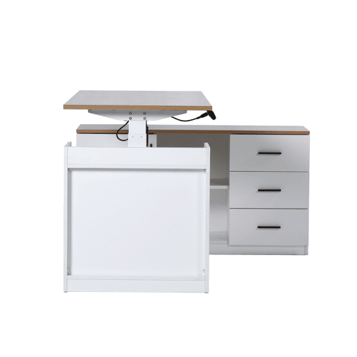 Secretária TANAMAZE 160x74x110cm branco e carvalho