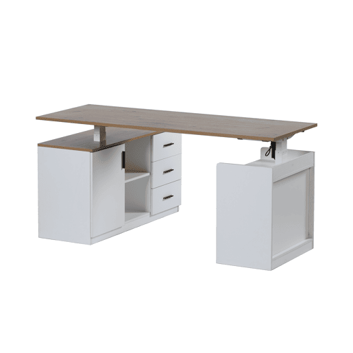 Secretária TANAMAZE 160x74x110cm branco e carvalho