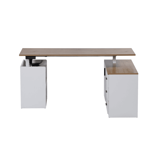 Secretária TANAMAZE 160x74x110cm branco e carvalho