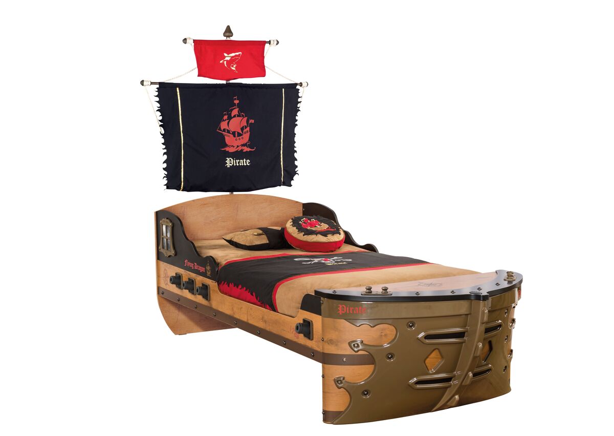 Cama pirata hook 90x190cm marrón
