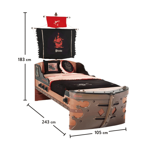 Cama pirata HOOK 90x190cm castanho