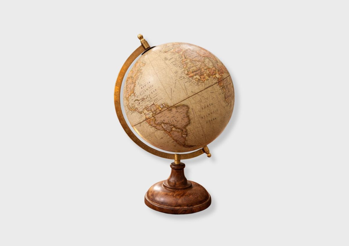 Figura globo terráqueo 15cm beige