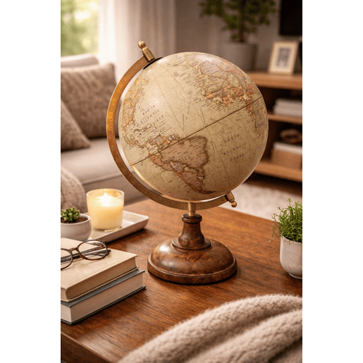 Figura GLOBO TERRÁQUEO 12,5cm bege