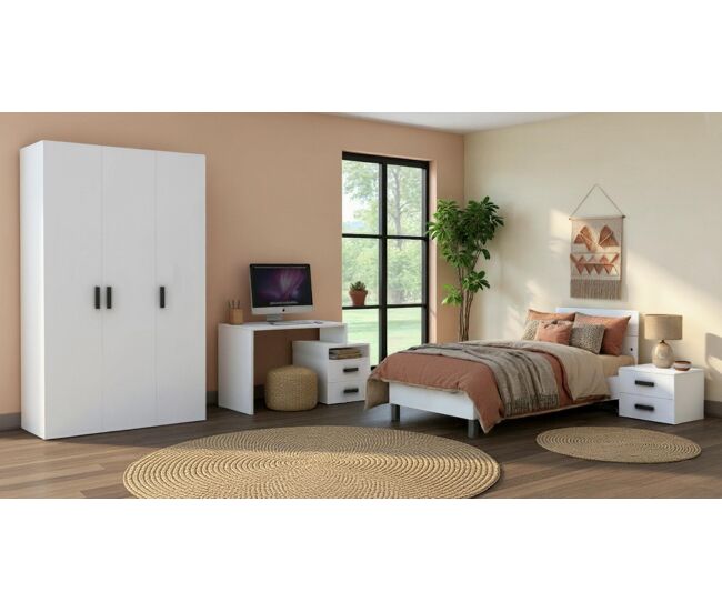 Dormitorio juvenil completo marco blanco