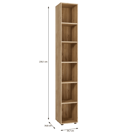 Estante de 6 compartimentos 34,7x230,1cm para livraria HARMONIA